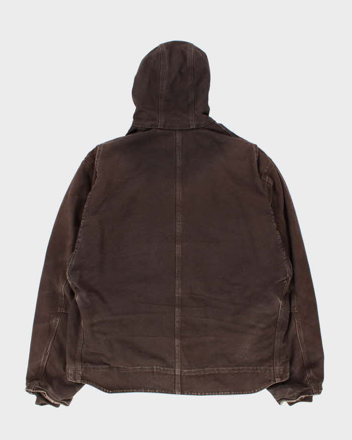 Carhartt J141 Brown Hooded Fleece Lined Workwear Jacket - XXL