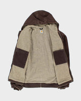 Carhartt J141 Brown Hooded Fleece Lined Workwear Jacket - XXL