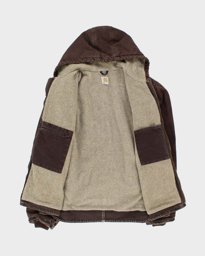 Carhartt J141 Brown Hooded Fleece Lined Workwear Jacket - XXL