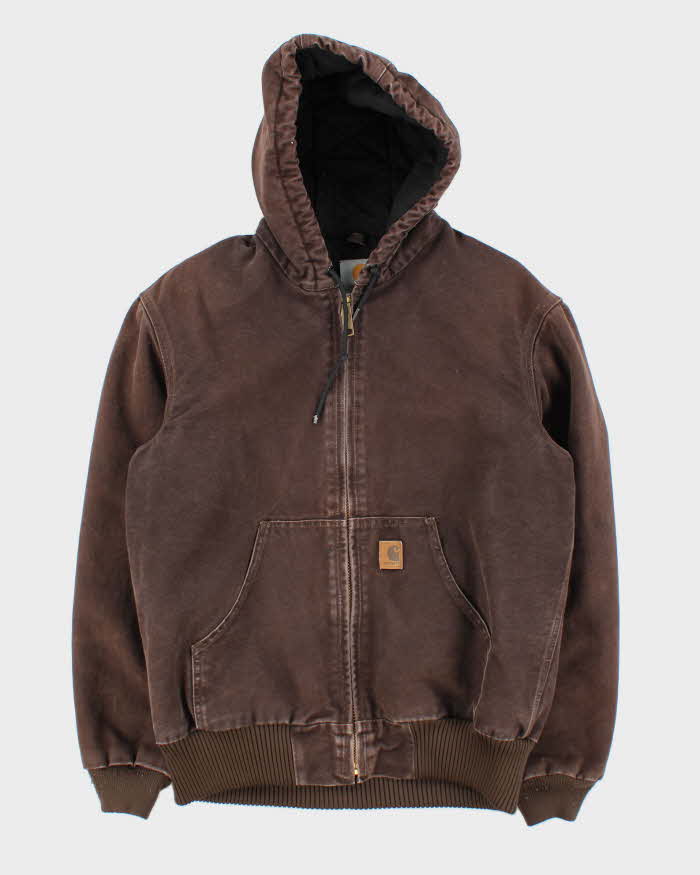 Vintage 2000s Carhartt J130 Brown Hooded Workwear Jacket - S