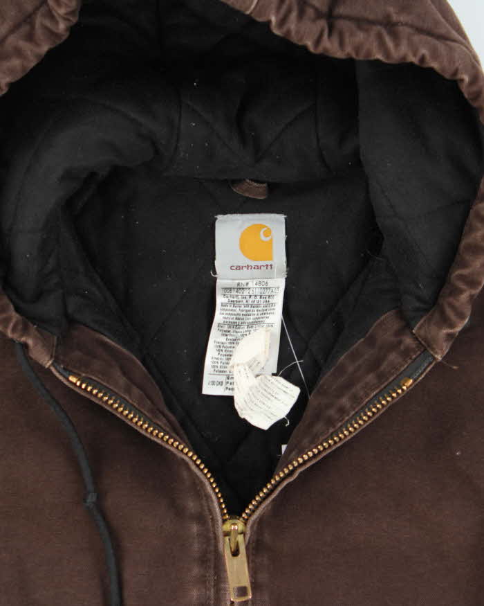 Vintage 2000s Carhartt J130 Brown Hooded Workwear Jacket - S