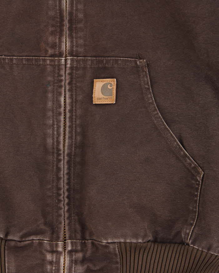 Vintage 2000s Carhartt J130 Brown Hooded Workwear Jacket - S