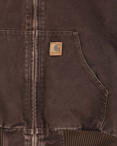 Vintage 2000s Carhartt J130 Brown Hooded Workwear Jacket - S