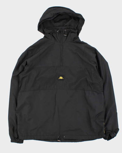 Kappa Hooded Black Logo Quarter Zip Windbreaker Jacket - L