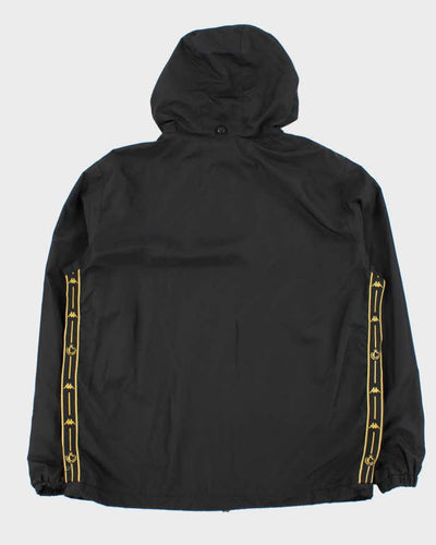 Kappa Hooded Black Logo Quarter Zip Windbreaker Jacket - L