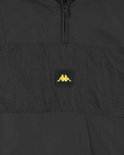 Kappa Hooded Black Logo Quarter Zip Windbreaker Jacket - L