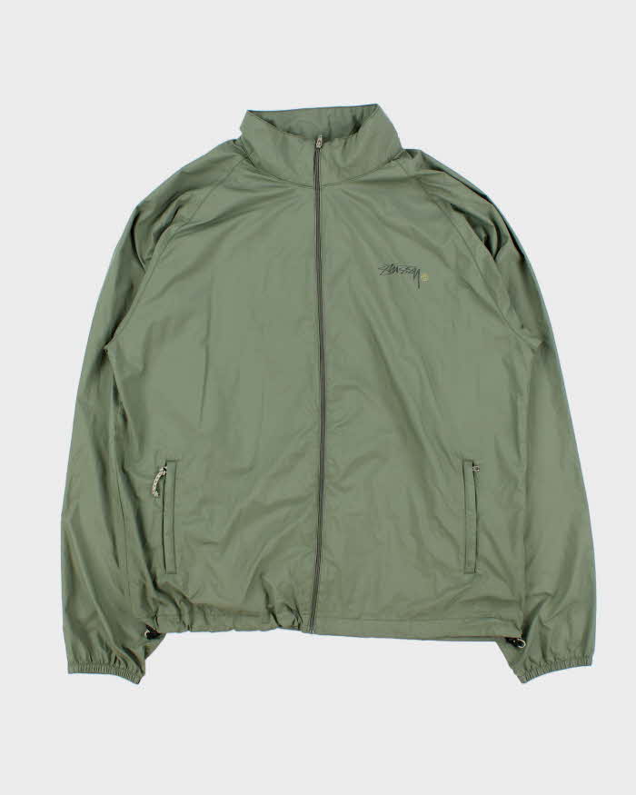 Vintage 90s Stussy Khaki Zip Up Windbreaker - M