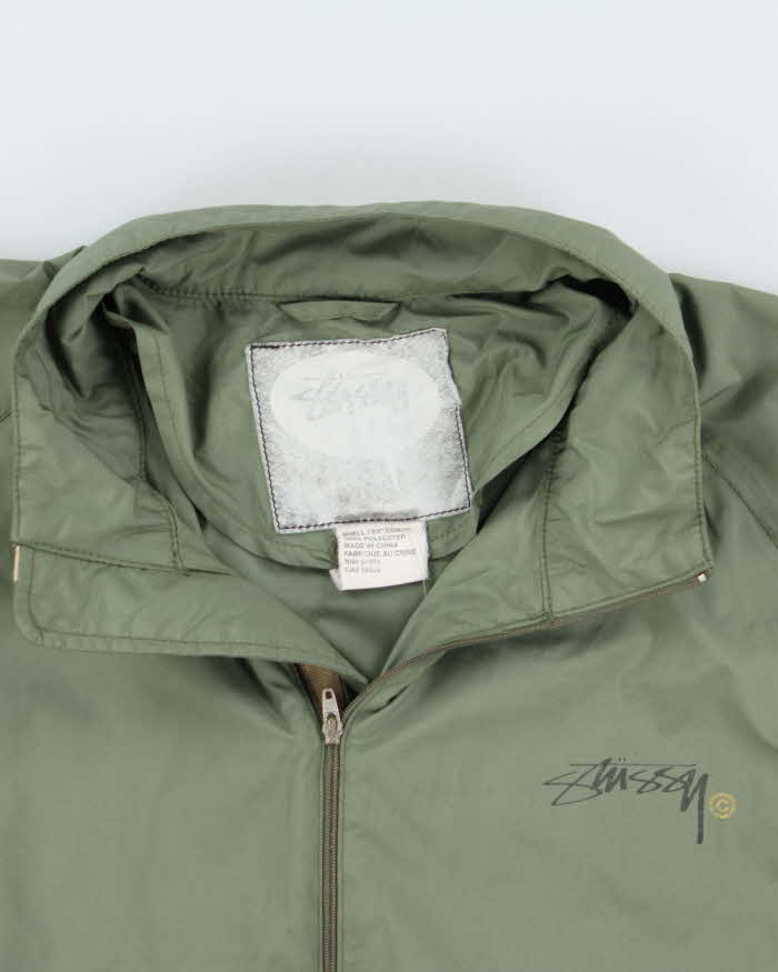 Vintage 90s Stussy Khaki Zip Up Windbreaker - M