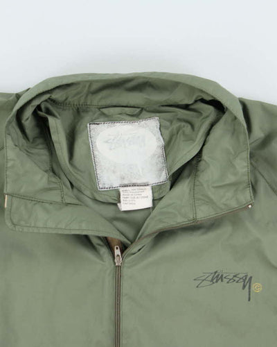 Vintage 90s Stussy Khaki Zip Up Windbreaker - M
