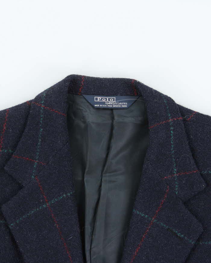 Vintage 1990s Polo Ralph Lauren Wool Check Blazer Jacket - L