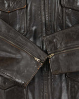 Vintage Y2K 00s Guess Jeans Brown Leather Zip Up Jacket - XL