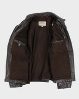 Vintage Y2K 00s Guess Jeans Brown Leather Zip Up Jacket - XL