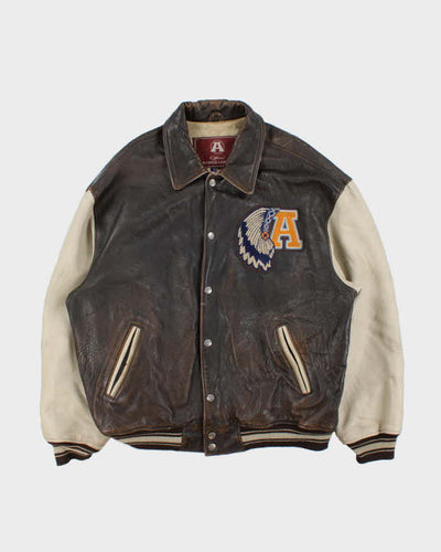 Vintage 90s Avirex Suquamish Leather Varsity Bomber Jacket - XXXL