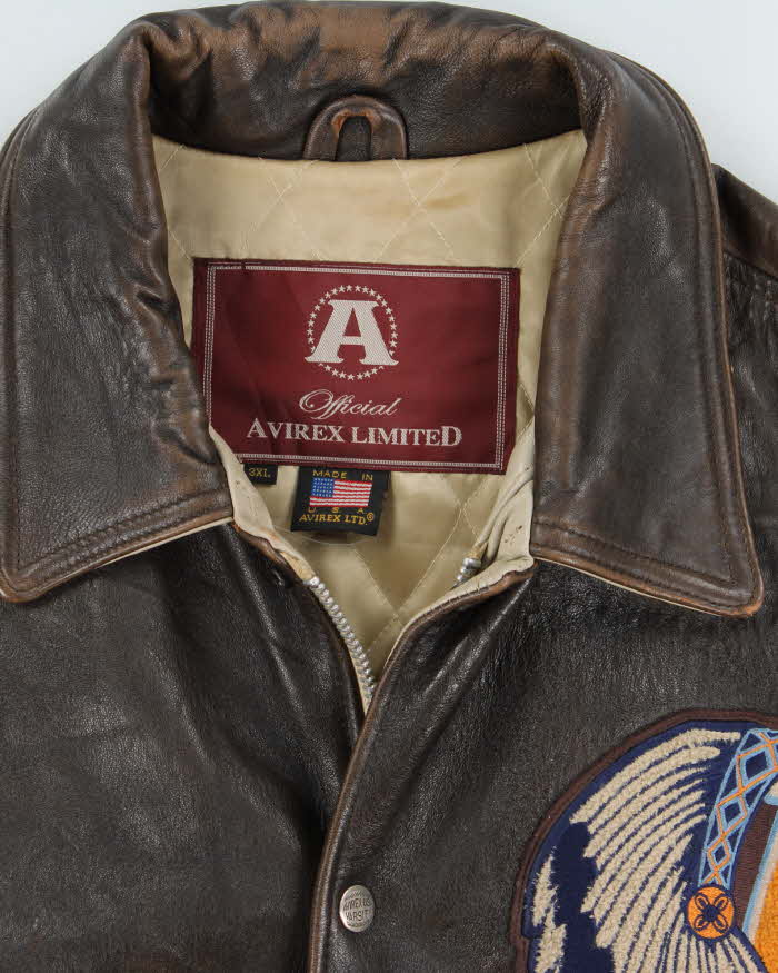 Vintage 90s Avirex Suquamish Leather Varsity Bomber Jacket - XXXL