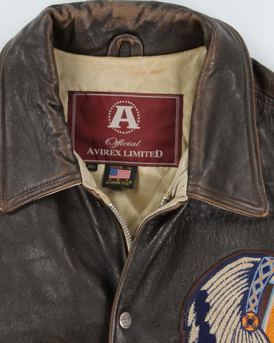 Vintage 90s Avirex Suquamish Leather Varsity Bomber Jacket - XXXL