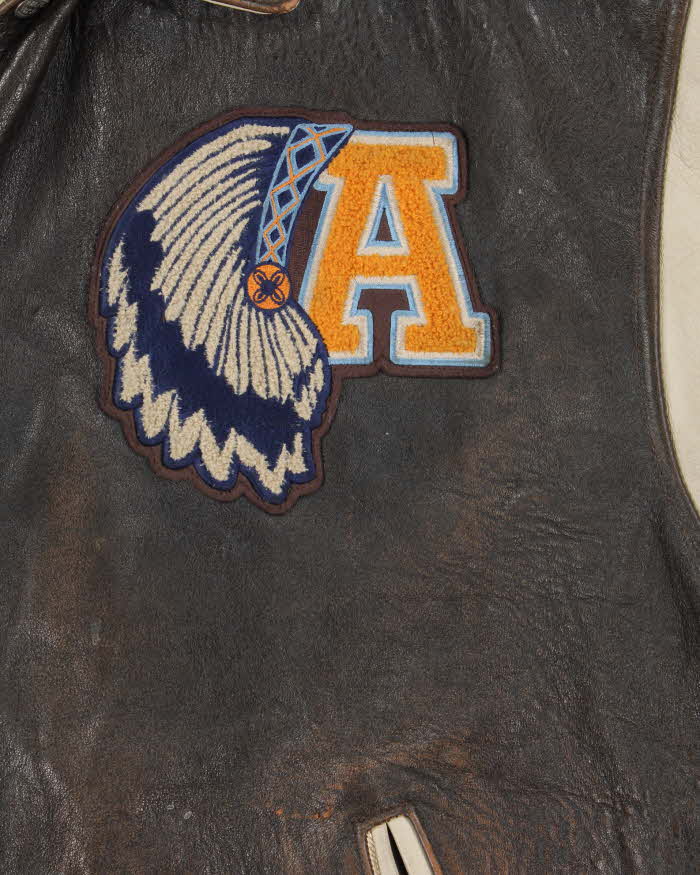 Vintage 90s Avirex Suquamish Leather Varsity Bomber Jacket - XXXL