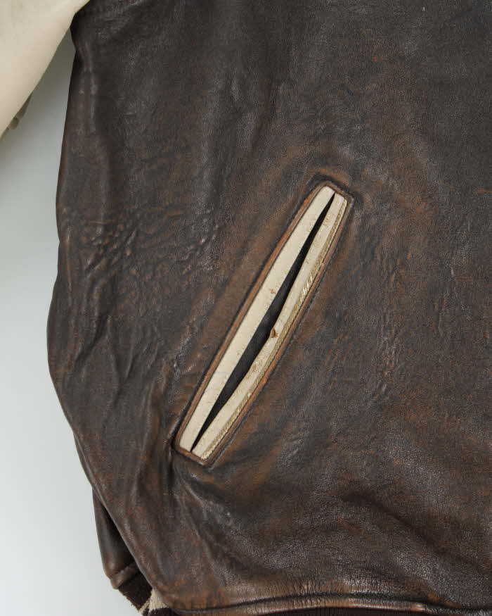 Vintage 90s Avirex Suquamish Leather Varsity Bomber Jacket - XXXL
