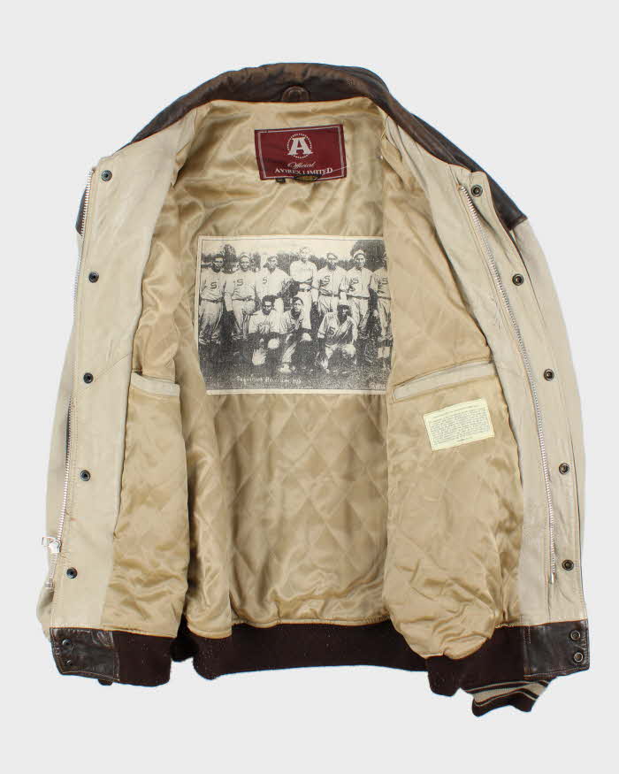 Vintage 90s Avirex Suquamish Leather Varsity Bomber Jacket - XXXL