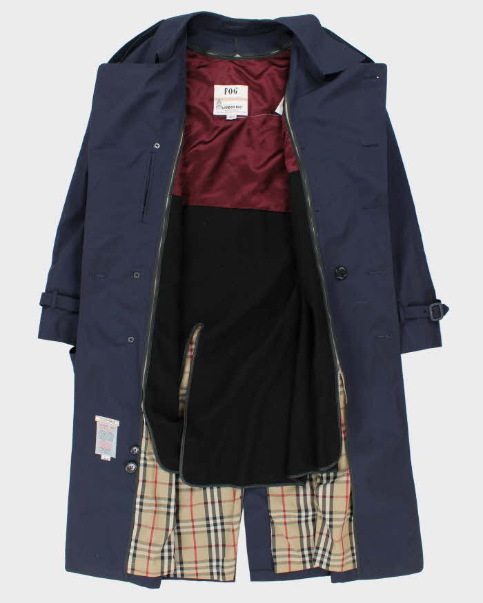 Vintage 1980s London Fog Navy Oversized Insulated Trench Coat - L