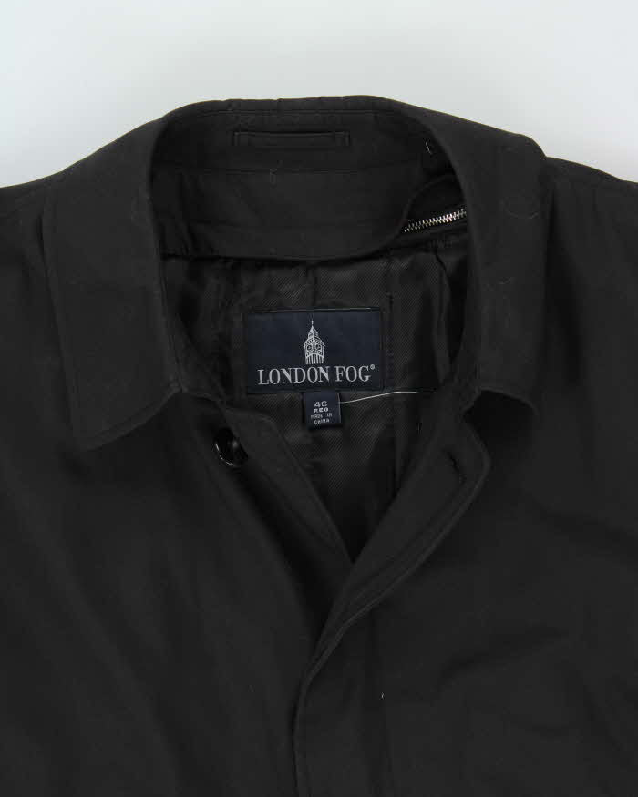 Vintage 00s Black London Fog Insulated Oversized Mac Coat - L