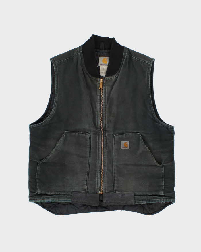 Vintage 1990s Carhartt V01 Distressed Quilted Workwear Gilet Jacket - L