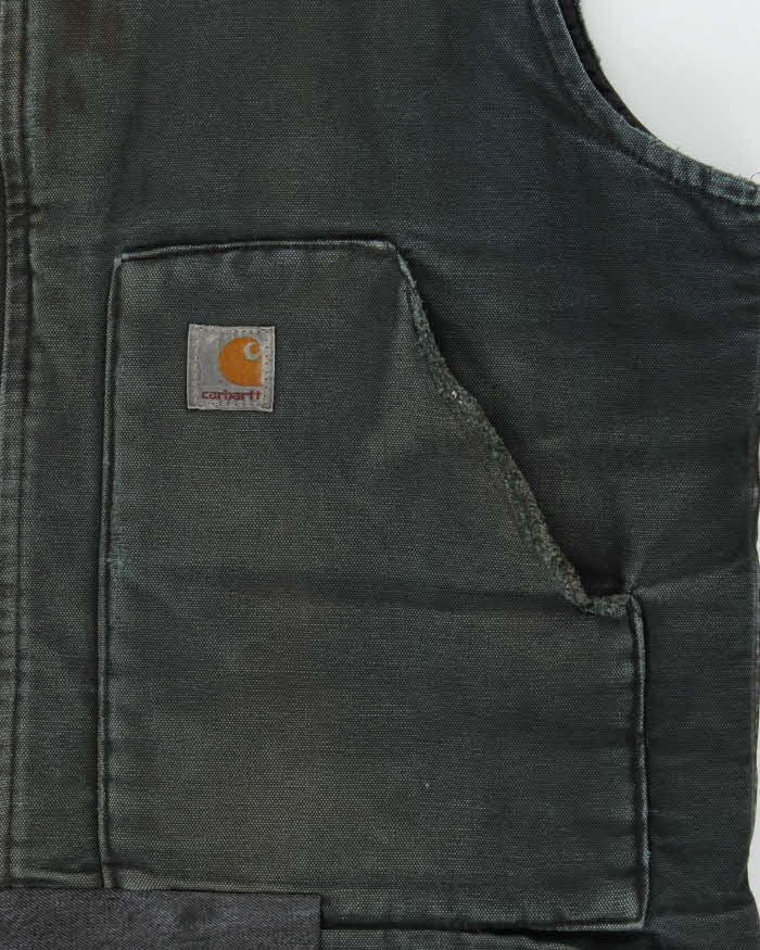 Vintage 1990s Carhartt V01 Distressed Quilted Workwear Gilet Jacket - L