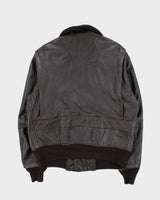 Vintage 80s Orchard Motorcycle US Navy G-1 Brown Leather Flight Jacket - L
