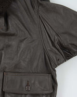 Vintage 80s Orchard Motorcycle US Navy G-1 Brown Leather Flight Jacket - L