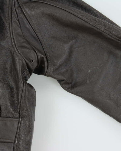Vintage 80s Orchard Motorcycle US Navy G-1 Brown Leather Flight Jacket - L