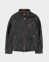 Vintage 90s Brown Harley Davidson Leather Biker Jacket - L
