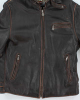 Vintage 90s Brown Harley Davidson Leather Biker Jacket - L