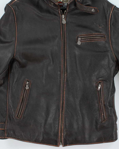 Vintage 90s Brown Harley Davidson Leather Biker Jacket - L