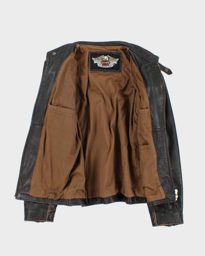 Vintage 90s Brown Harley Davidson Leather Biker Jacket - L