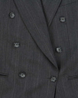 Vintage 90s Grey Pinstripe Wool Double Breasted Blazer - L