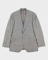 Vintage 00s Dolce &amp; Gabbana Grey Glen Check Wool Blazer - XXL
