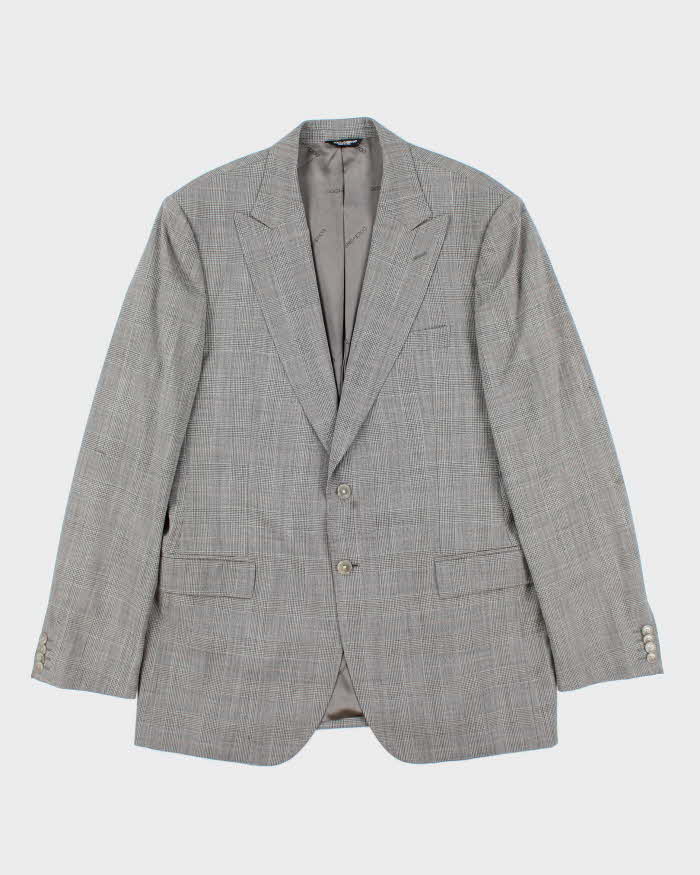 Vintage 00s Dolce &amp; Gabbana Grey Glen Check Wool Blazer - XXL