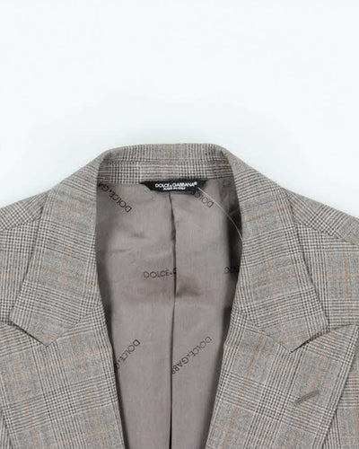 Vintage 00s Dolce & Gabbana Grey Glen Check Wool Blazer - XXL