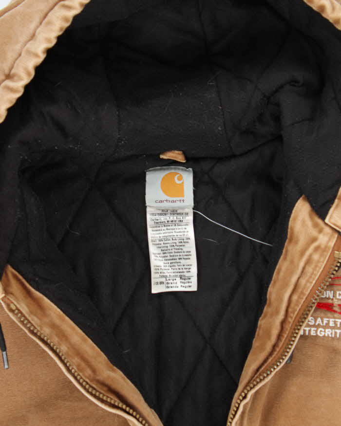 Vintage 00s Carhartt J130 Quilted Oversized Hooded Workwear Jacket - L