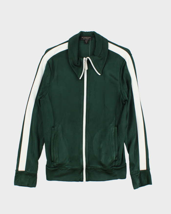 Burberry Emerald Green Striped Heavyweight Technical Track Jacket - S