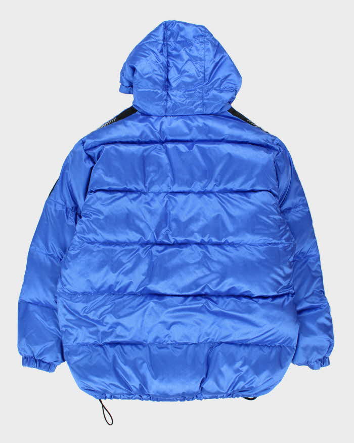 Vintage 1990s DKNY Active Blue Shimmer Oversized Hooded Puffer Jacket - L