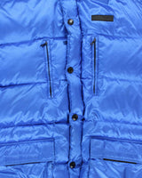 Vintage 1990s DKNY Active Blue Shimmer Oversized Hooded Puffer Jacket - L