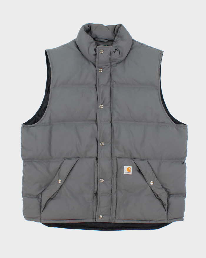 Vintage Carhartt Grey Duck Down Puffer Gilet - XL