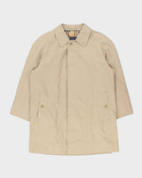 Vintage 1980s Burberry Nova Check Lined Classic Medium Length Mac Coat - XL