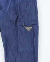 Vintage Prada Sport Blue Soft Shell Shimmer Zip-Up Hooded Windbreaker - XXL
