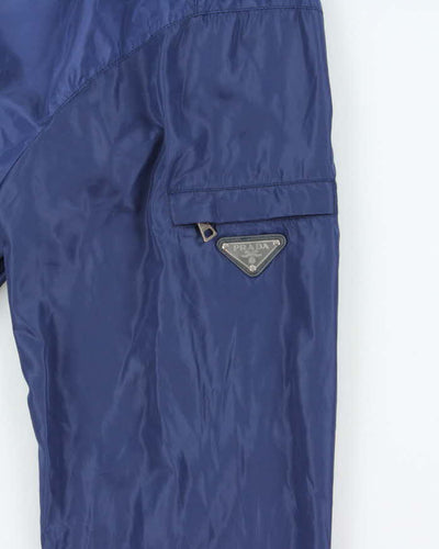 Vintage Prada Sport Blue Soft Shell Shimmer Zip-Up Hooded Windbreaker - XXL