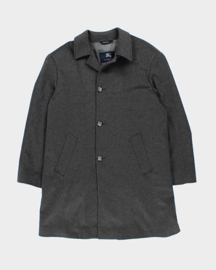 Vintage 00s Burberry Grey Wool Overcoat - L