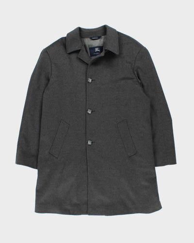 Vintage 00s Burberry Grey Wool Overcoat - L
