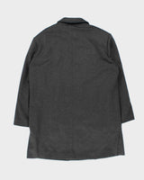 Vintage 00s Burberry Grey Wool Overcoat - L