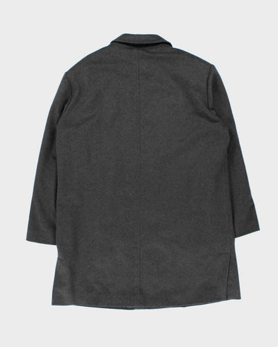 Vintage 00s Burberry Grey Wool Overcoat - L