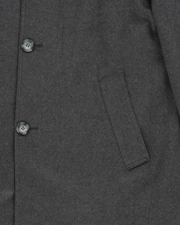 Vintage 00s Burberry Grey Wool Overcoat - L